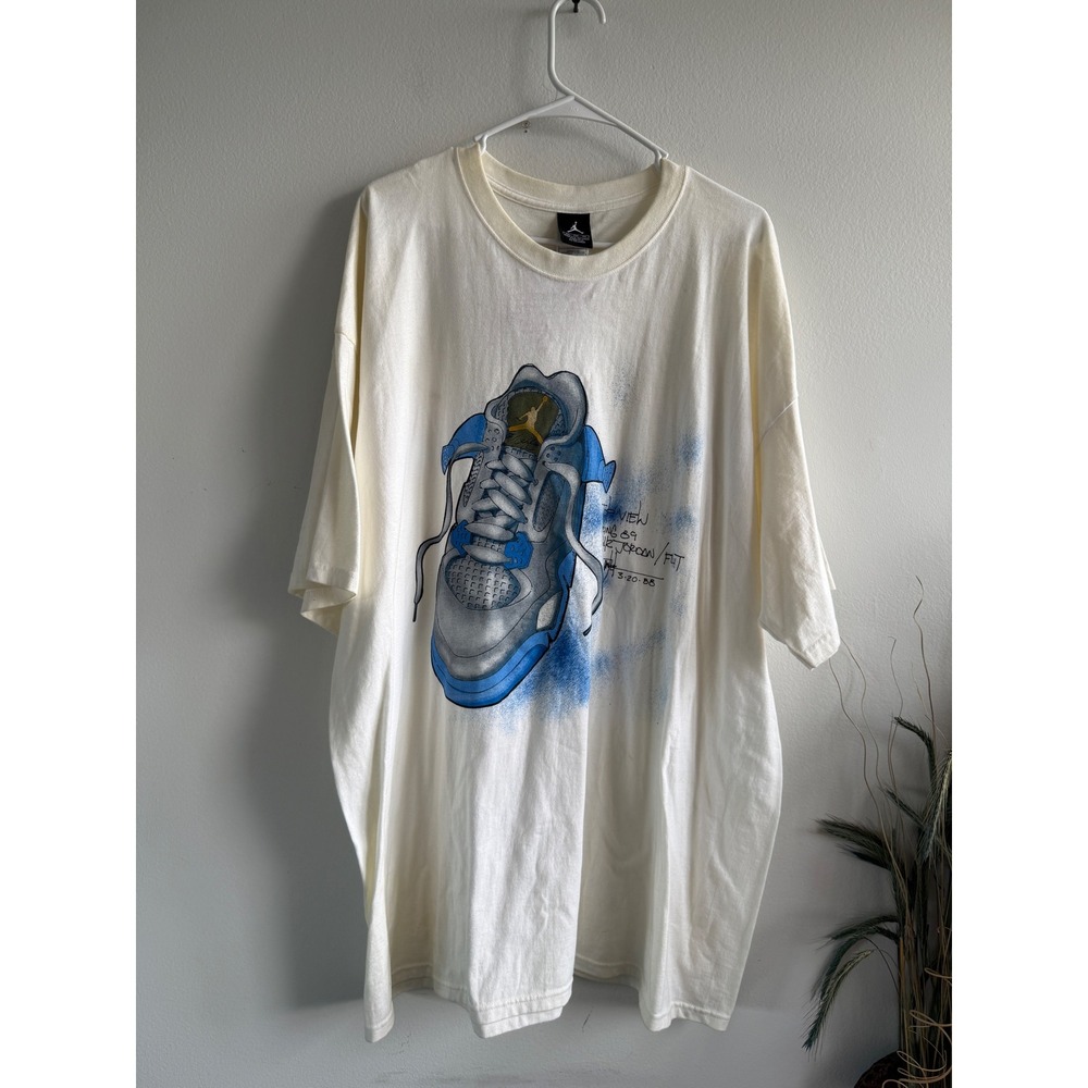 Vintage Jordan Brand Air Jordan 4 Sneaker Graphic T-Shirt Mens XXL White